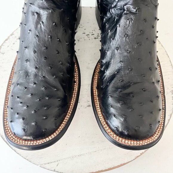 NEW Rod Patrick Mens Cowboy Boots 13.5AA Black Ostrich Leather Western Round Toe - Picture 6 of 12